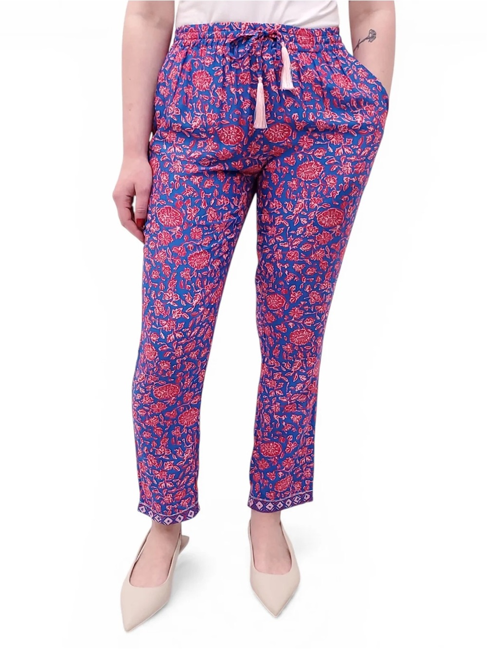 Natalie Martin Blue & Pink Floral Jogger Pants